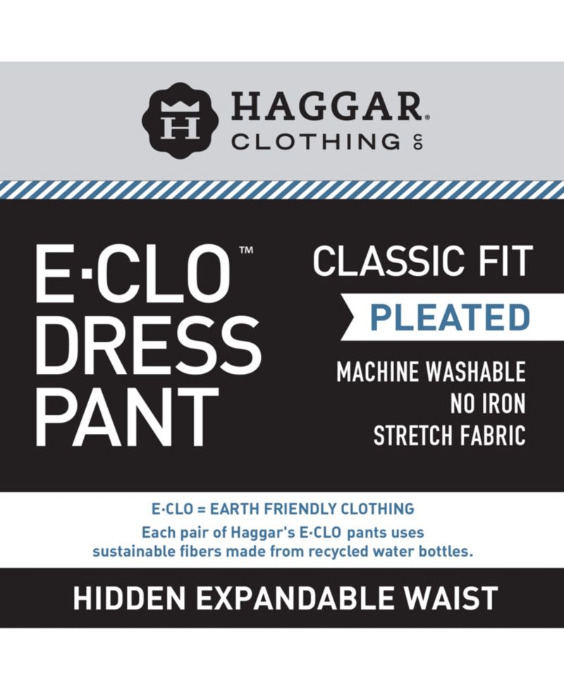 Men's ECLO Stria Classic Fit Pleated Hidden Expandable Waistband Dress Pants