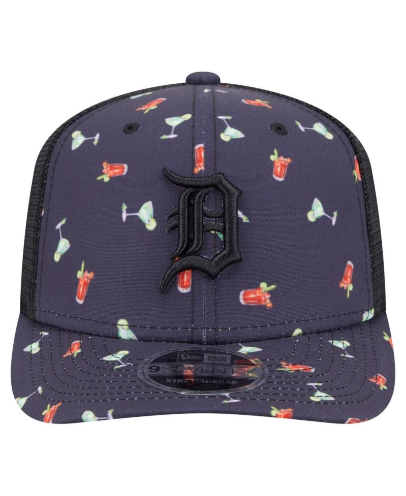 Men's Black Detroit Tigers Adventure Drinks Pattern 9SEVENTY Stretch-Snap Hat