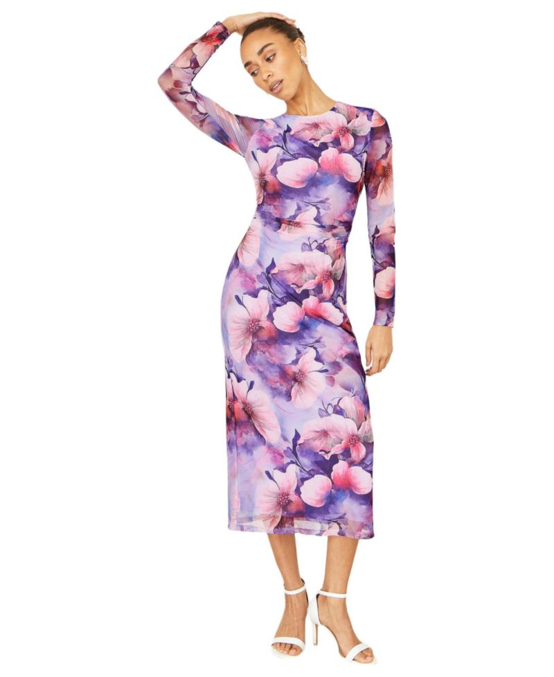 Women's Tie Back Mesh Midi Dress