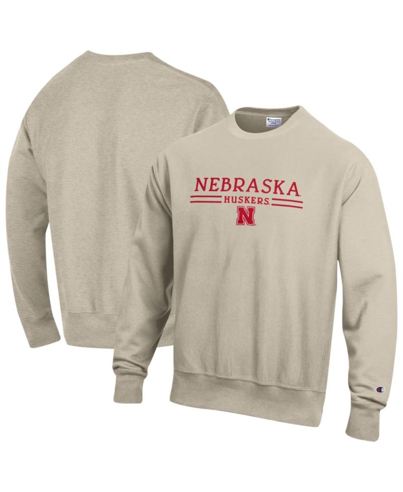 Men's Oatmeal Nebraska Huskers Reverse Weave Crewneck Sweatshirt