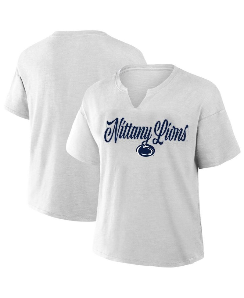 Women's Gray Penn State Nittany Lions Plus Size Winning Gear Notch Neck T-Shirt