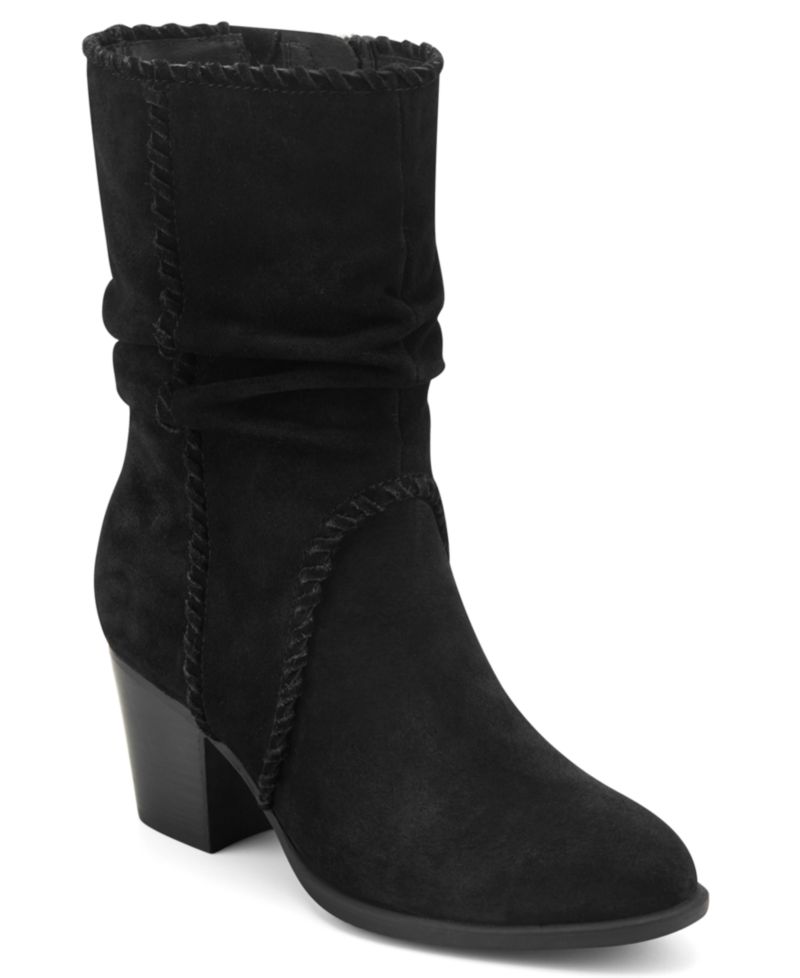 Women's Venla Suede Slouch Whipstitch Block Heel Boots