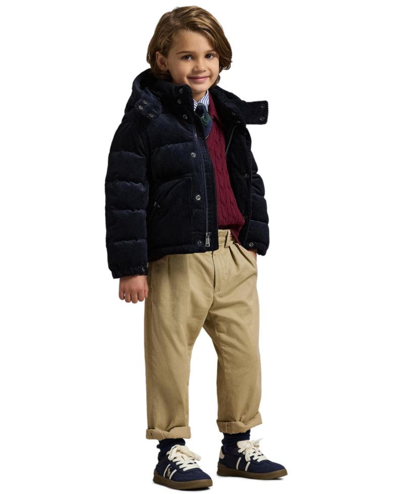 Boys' 2T-7 Convertible Corduroy Down Jacket