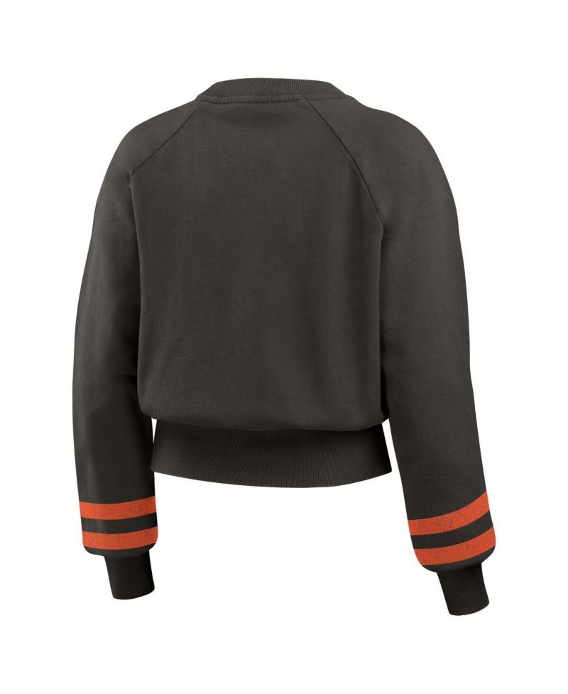 Women's Black San Francisco Giants Vintage Washed Cropped Pullover Sweatshirt