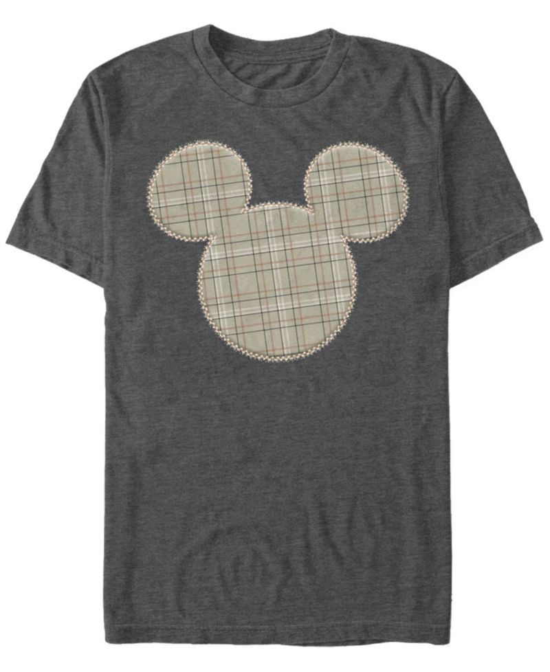 Men's Plaid Patch Mickey Short Sleeve T-Shirt