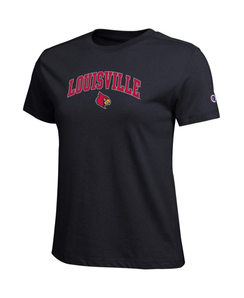 Women's Black Louisville Cardinals Arched Over Logo T-Shirt