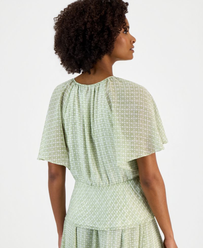 Women's Flutter-Sleeve Peplum-Hem Top