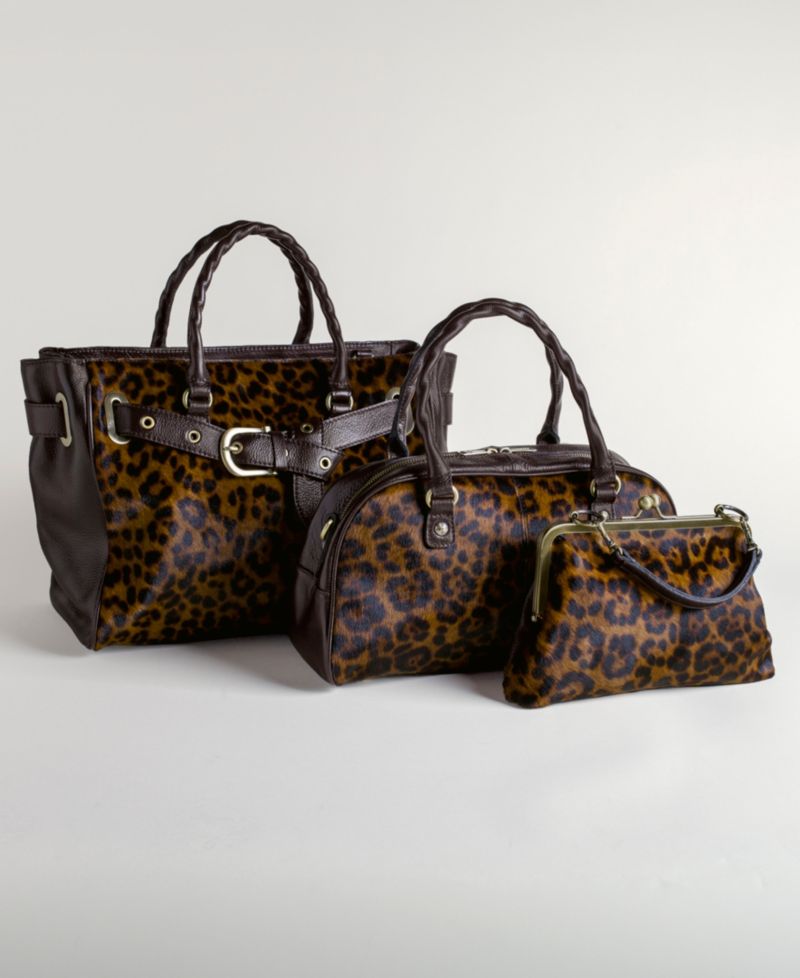 Kari Leather Leopard Extra-Large Satchel Handbag