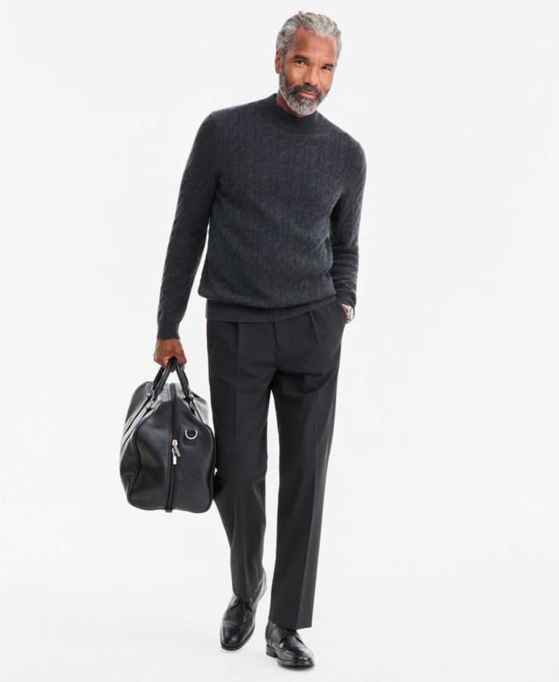 Men's Premium Cashmere Cable-Knit Turtleneck Sweater, Macy's Exclusive