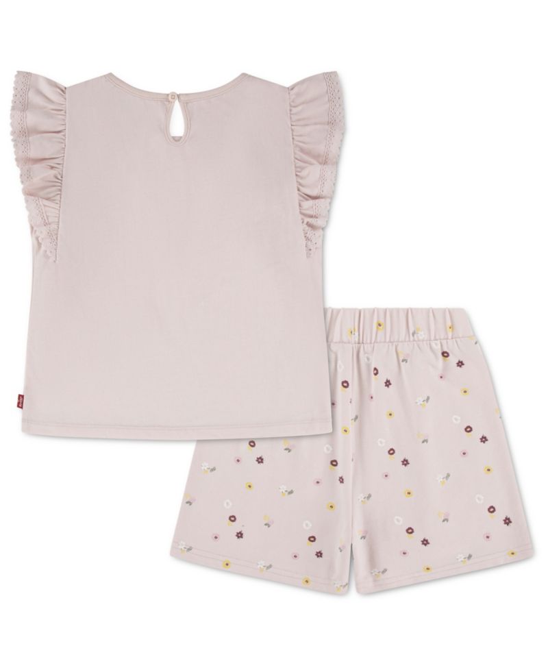 Girls' 2T-6X Knit Top and Ditsy Skort, 2-Piece Set
