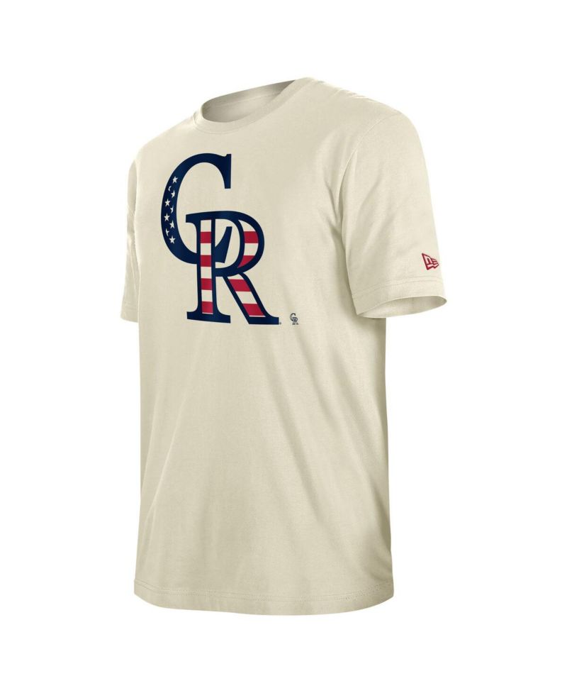 Men's Cream Colorado Rockies Americana Flag Fill T-Shirt