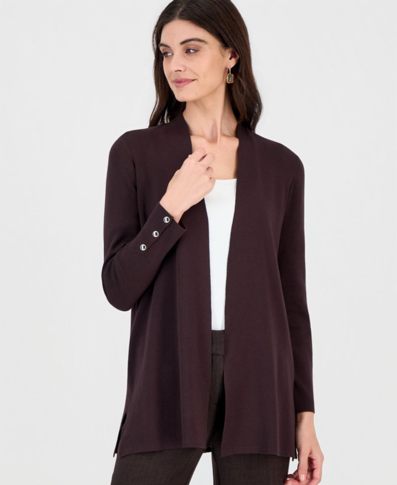 Women's Long-Sleeve Side-Slit Cardigan Sweater