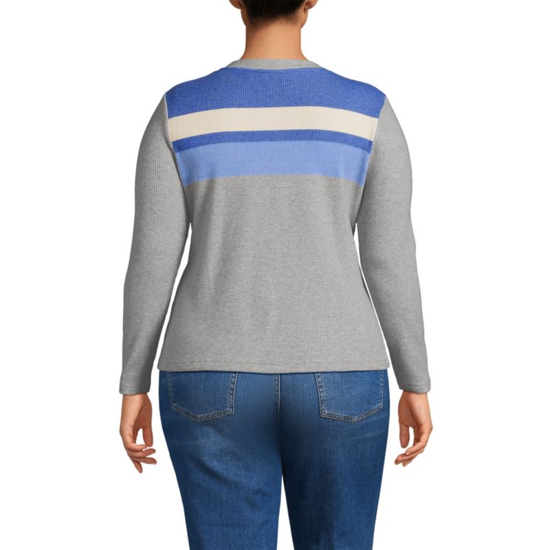 Plus Size Long Sleeve Cozy Rib Henley Top