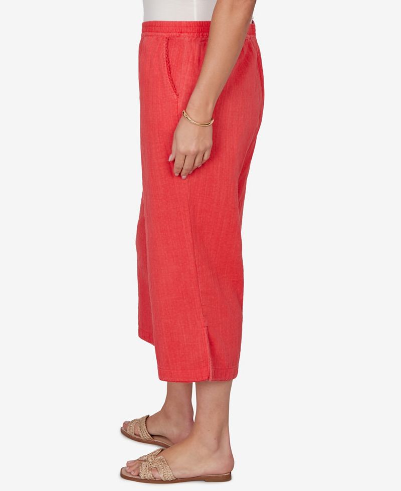 Plus Size Snow Washed Gauze Pull-On Capri Pants