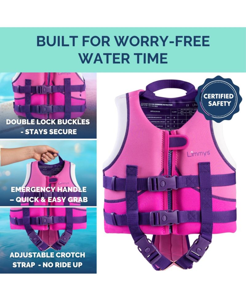 Swim Vest for Toddlers and Kids - CE-Certified Foam Panel Swimming Aid, Award-Winning Design, YKK Zip, Soft Neoprene Comfort