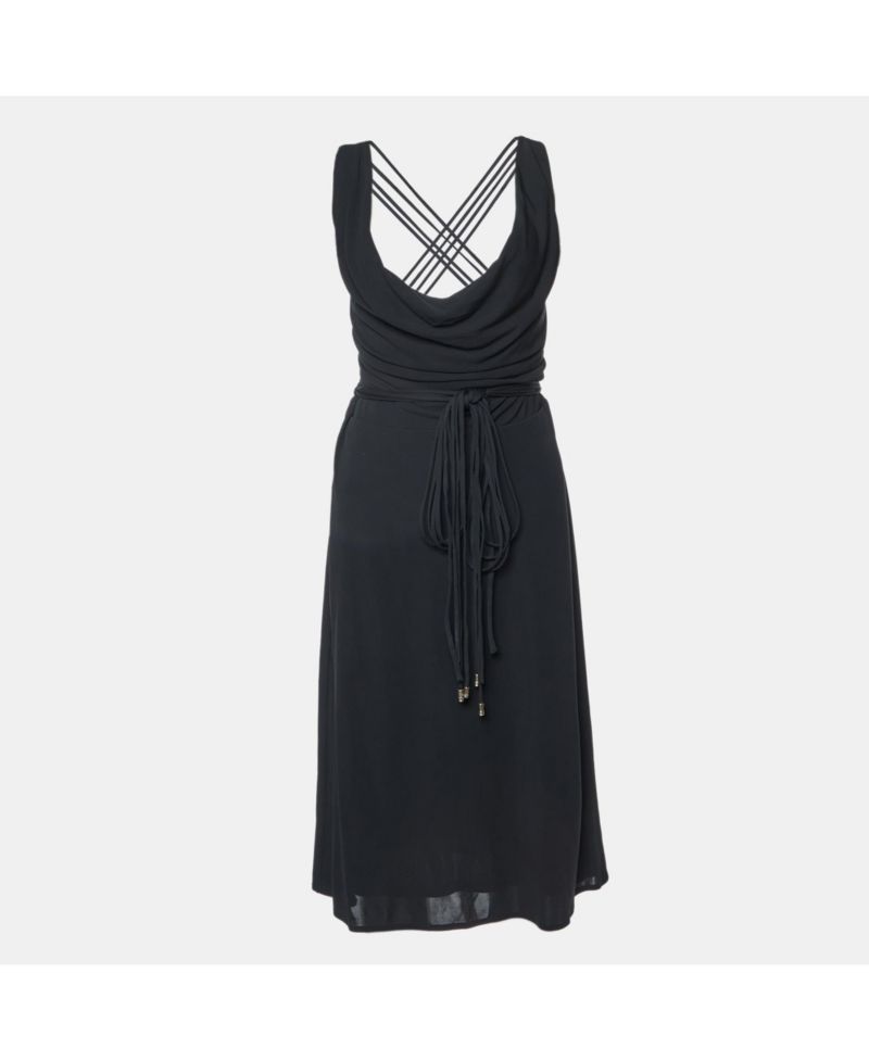 Women's Crepe Lace Up Back Sleeveless Dress