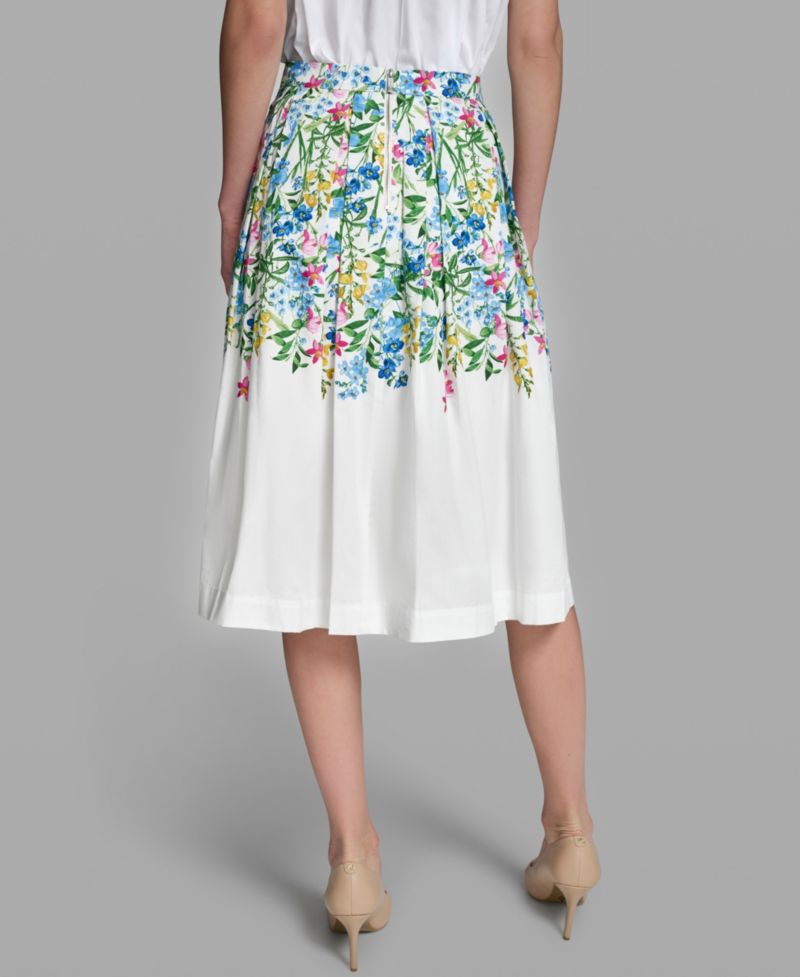 Women's Pleated Placed Printed Skirt