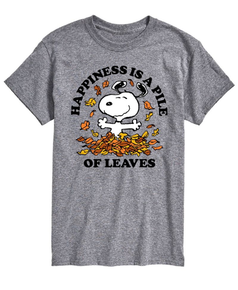 Men's Short Sleeve Peanuts Pile of Leaves T-shirt
