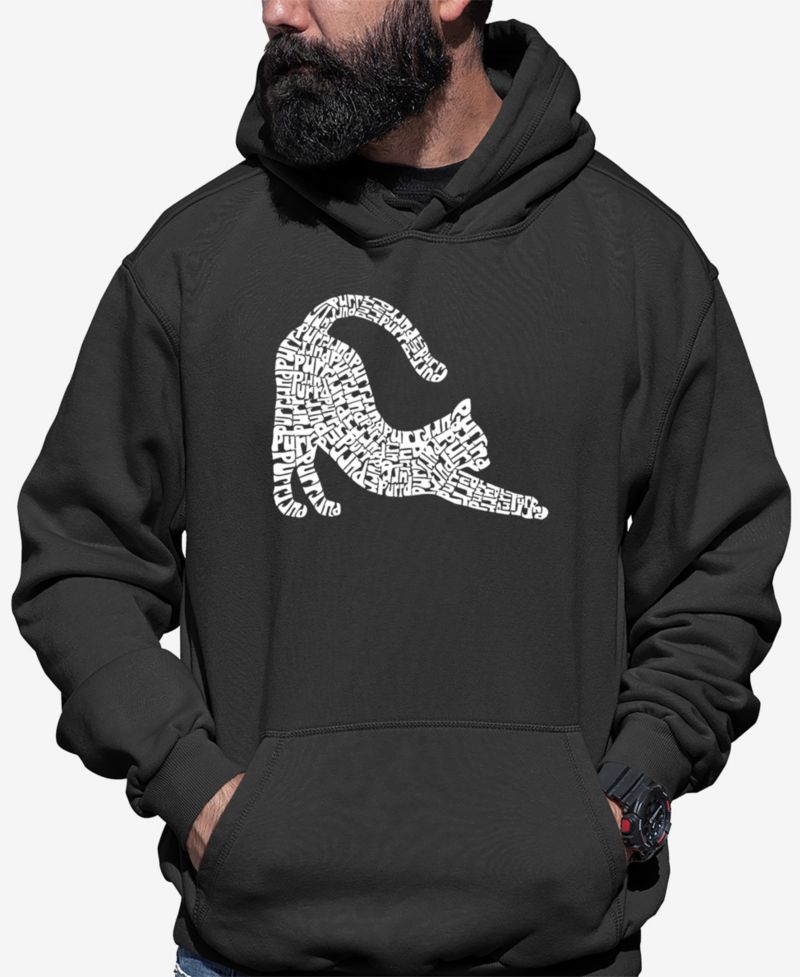 Men's Stretching Cat Word Art Hooded Sweatshirt