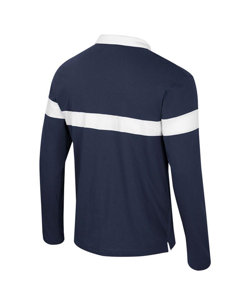 Men's Navy Michigan Wolverines Too Cool For School Long Sleeve Polo Shirt