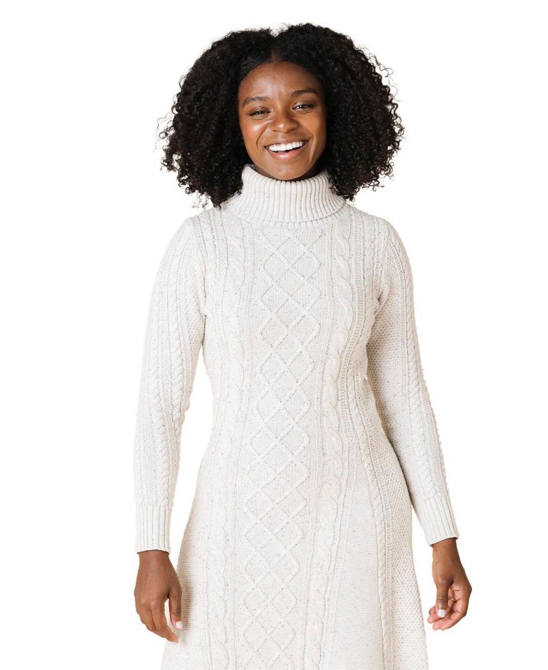 Women's Hope and Henry Organic Long Sleeve Turtleneck Cable Sweater Dress