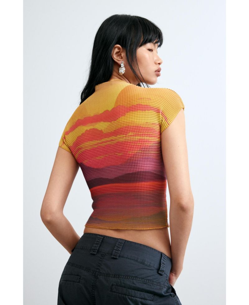 Women's Short-Sleeved High Neck Blouse