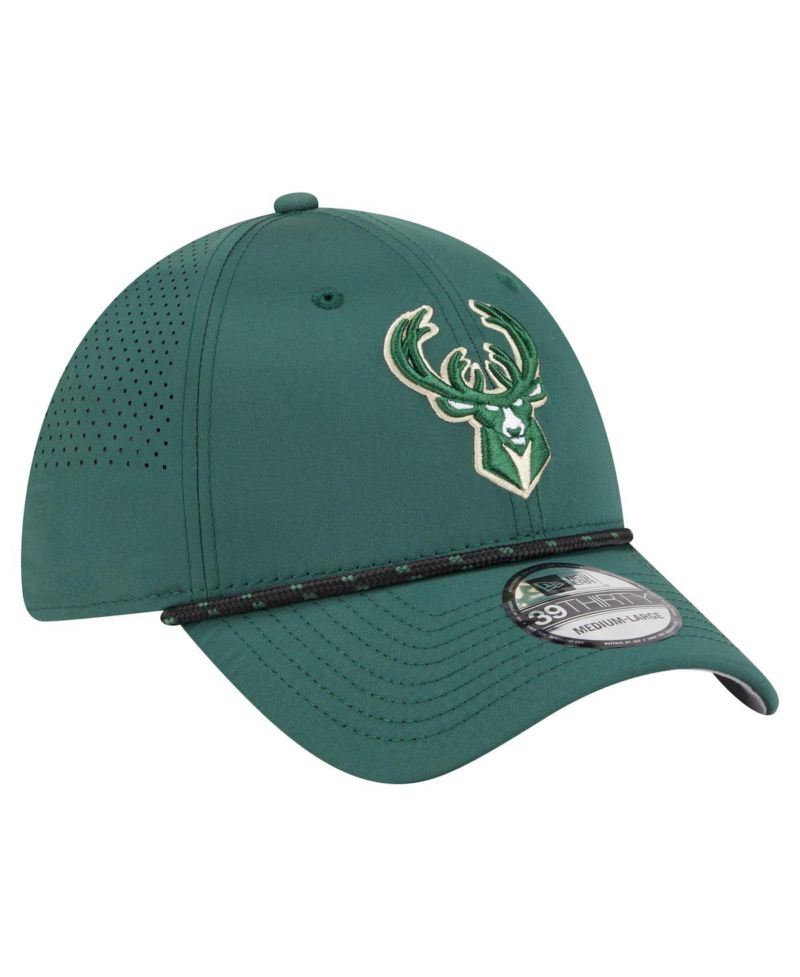 Men's Hunter Green Milwaukee Bucks Featherweight Poly Rope Flex 39Thirty Hat