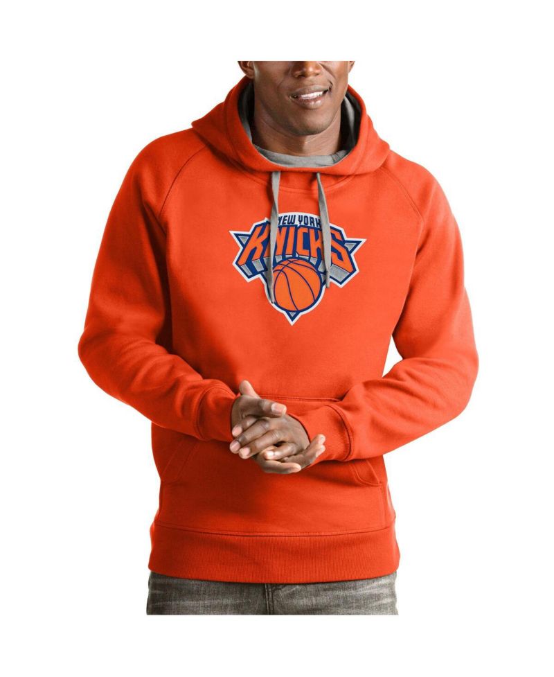 Men's Orange New York Knicks Team Logo Victory Pullover Hoodie