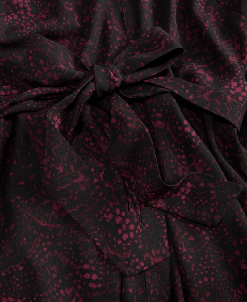 Women's Long-Sleeve Printed Belted Shirt Dress