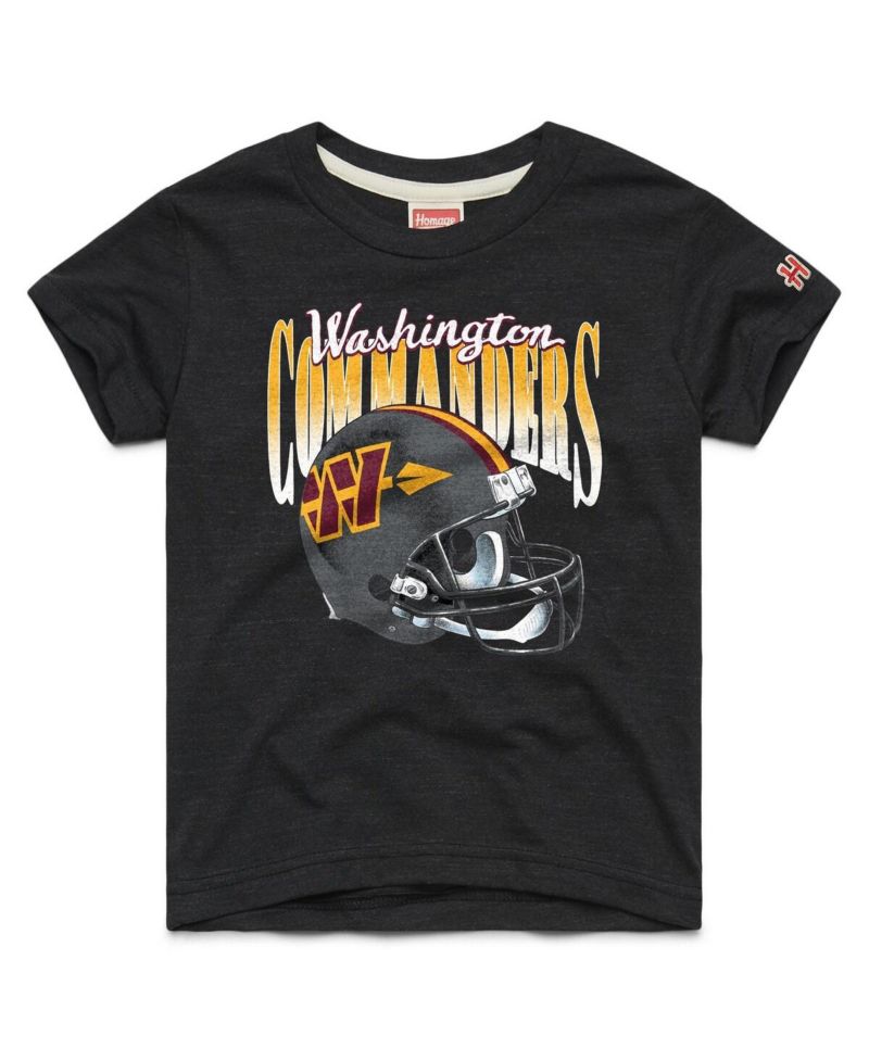 Big Boys and Girls Charcoal Washington Commanders Gradient Helmet Tri-Blend T-Shirt