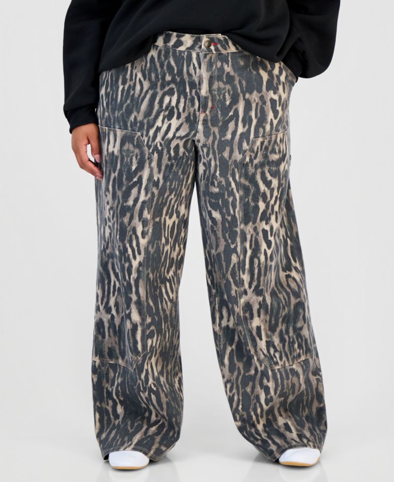 Trendy Plus Size Ultra 90s Printed Carpenter Jeans