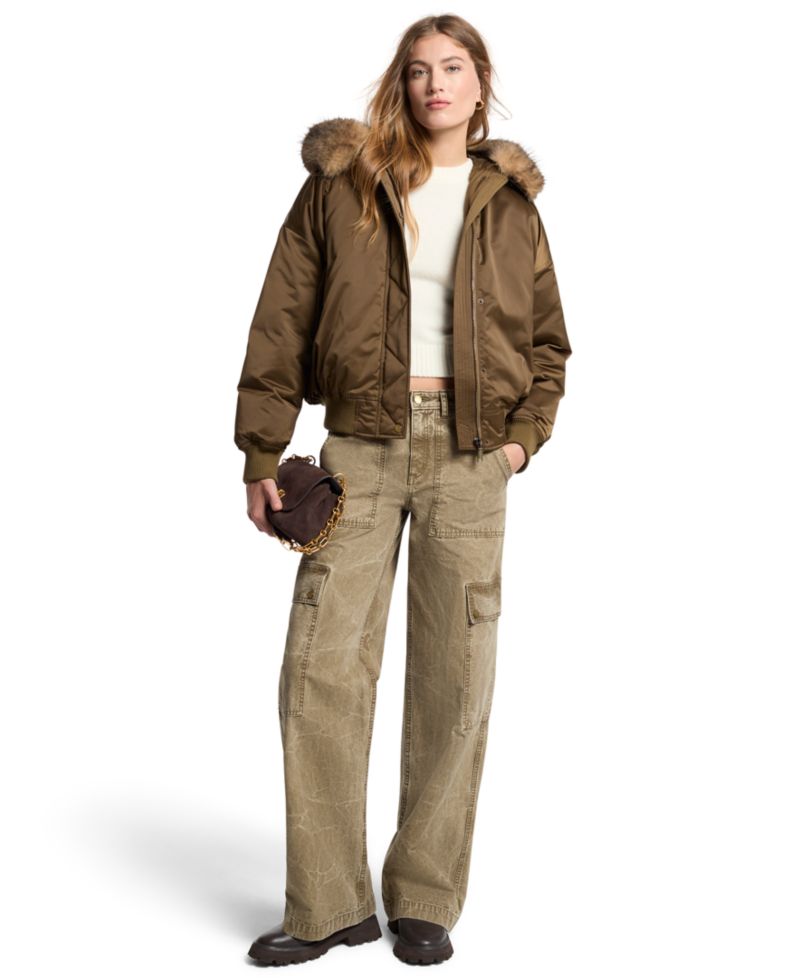 Women's Hooded Down Insulated Bomber Jacket