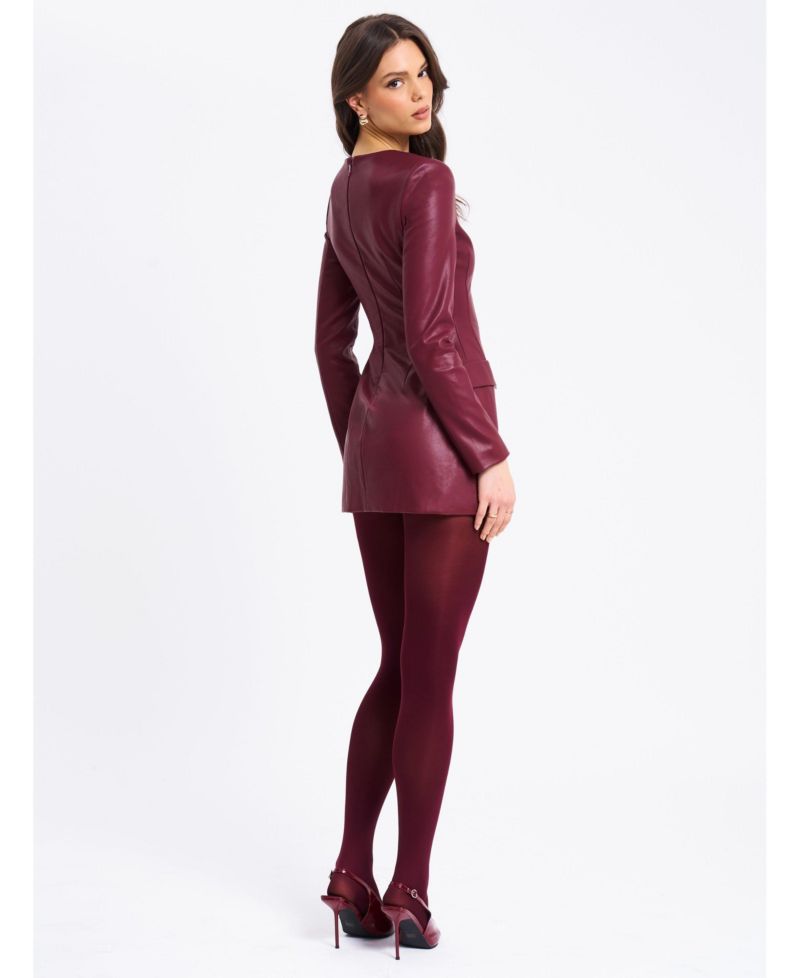 Women Baila Burgundy Faux Leather Blazer Mini Dress