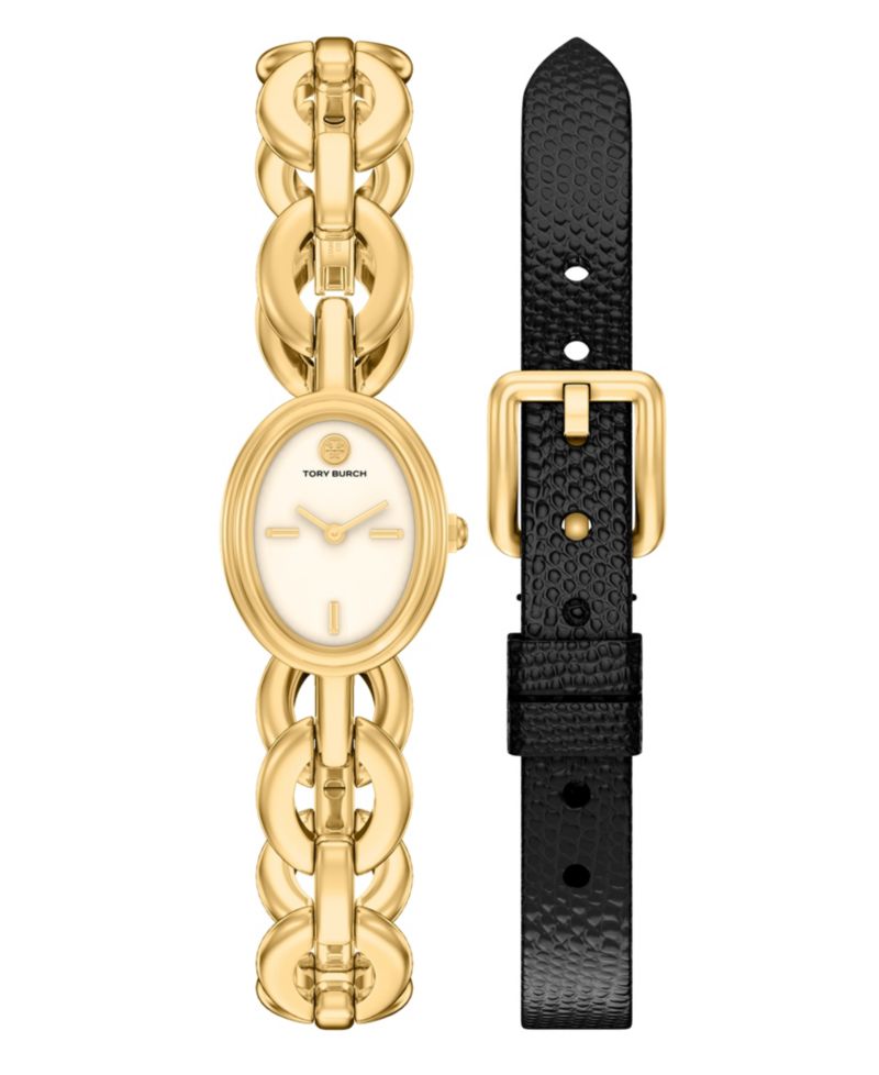 Women's The Oval Small Gift Set Quartz Two-Hand Gold Stainless Steel Watch, 22mm