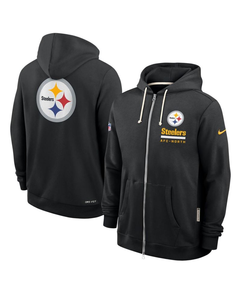 Men's Black Pittsburgh Steelers Sideline Utility Player Performance Full-Zip Hoodie