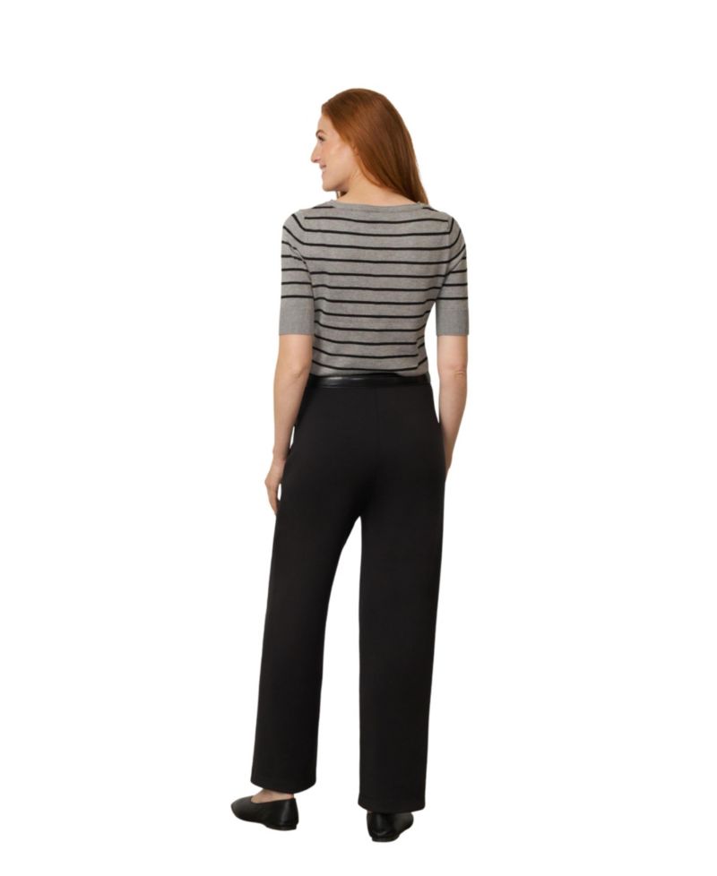 Women's Stripe Ballet Neckline Elbow-Length Sweater
