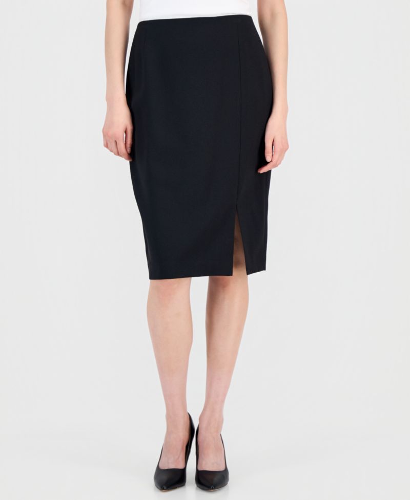 Women's Asymmetrical Belted Jacket & Pencil Skirt Suit Set