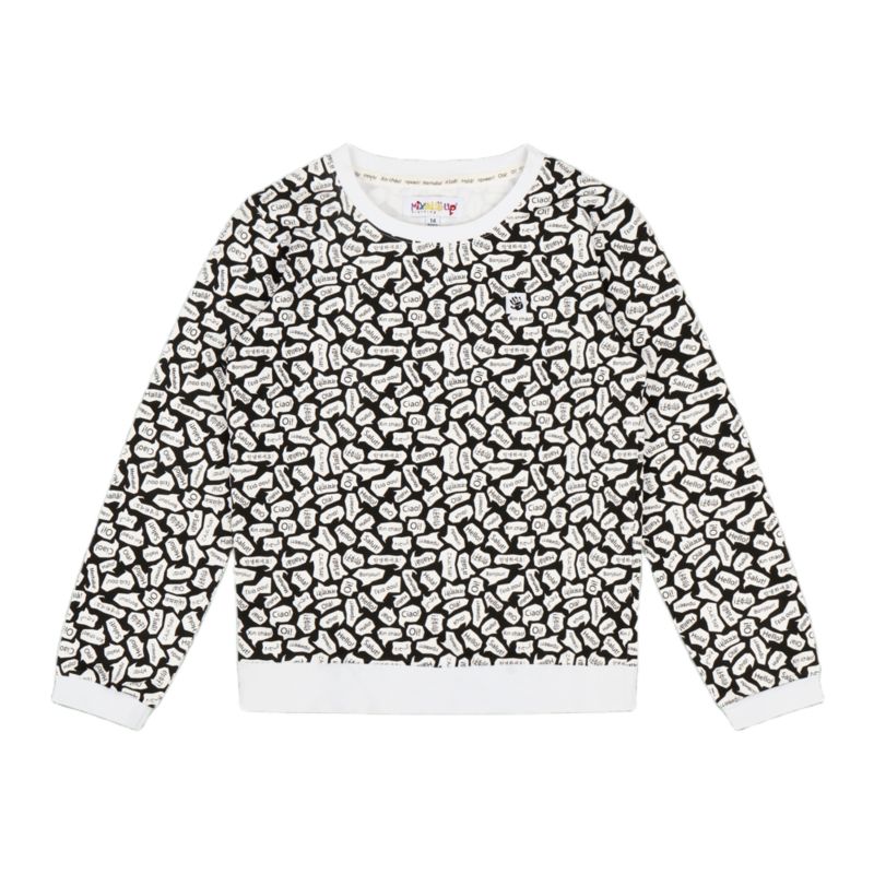Kids Crewneck Sweatshirt and Jogger Pants Set - Black/White-Hello