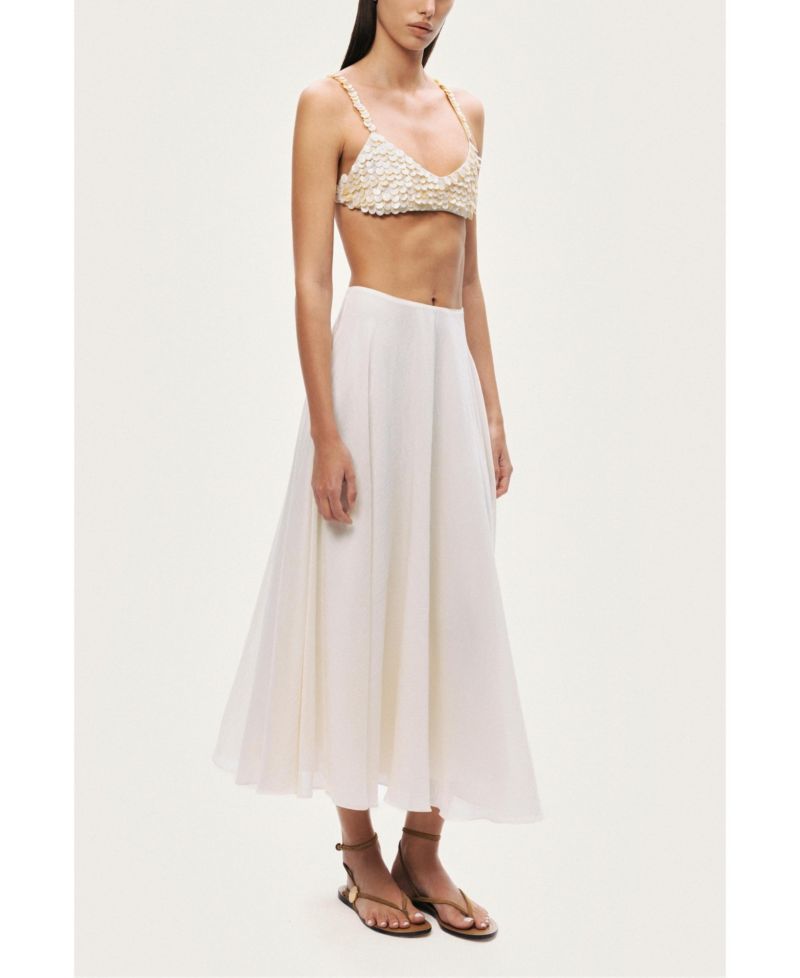 Women's Flowy High-Waisted Midi Skirt
