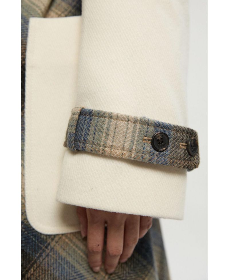 Women's Wool Check Trench Midi Coat