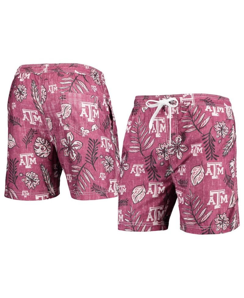 Men's Maroon Texas A&M Aggies Vintage-Inspired Floral Swim Trunks