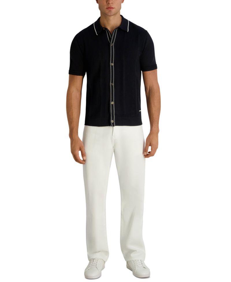 Men's Short-Sleeve Regular-Fit Woven Sweater
