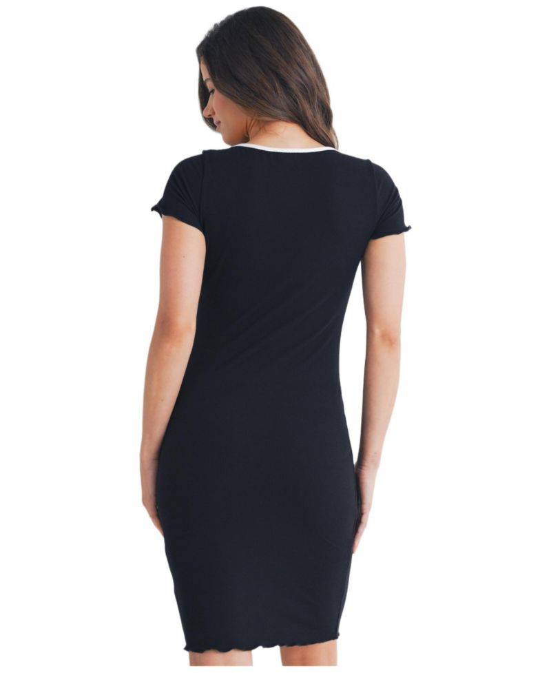 Women's Ribbed Bodycon Scoop Neck Short-Sleeve Dress