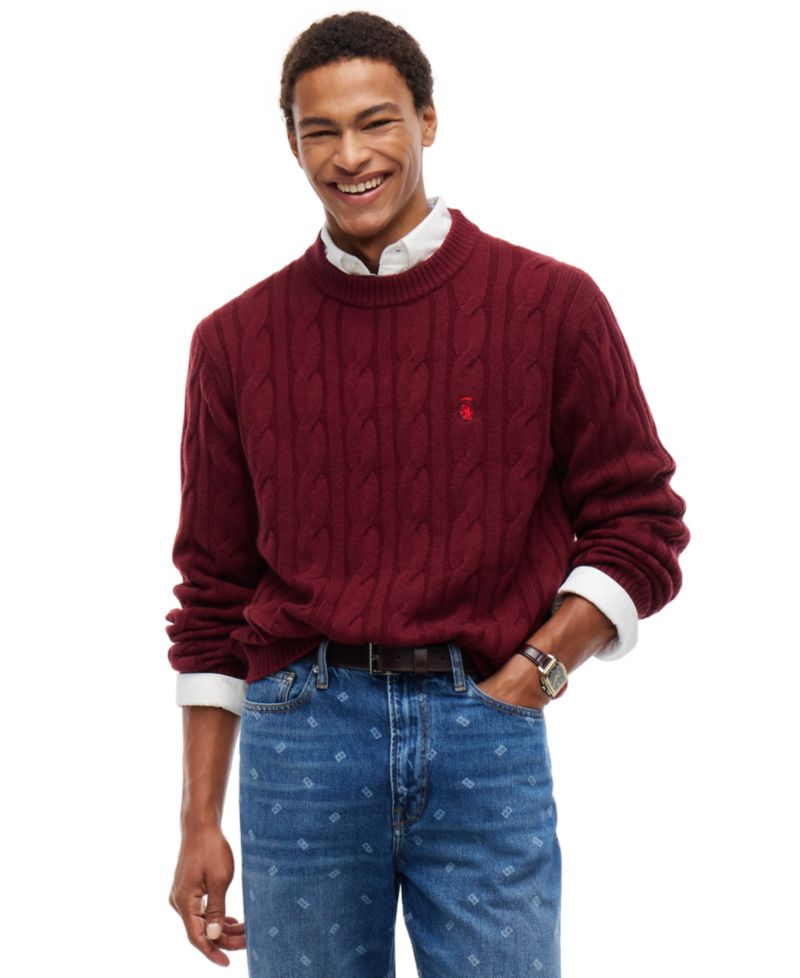 Men's American Icons Cable Crewneck Regular-Fit Sweater