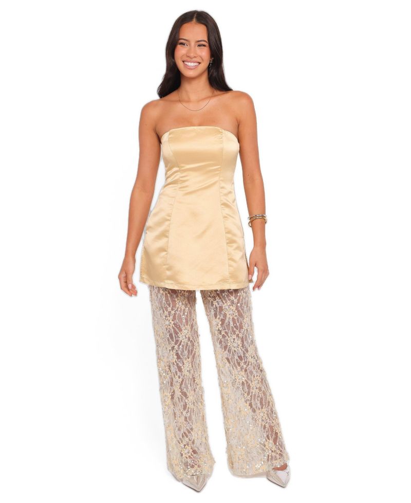 Women's Oxley Strapless Wide-Leg Satin Jumpsuit