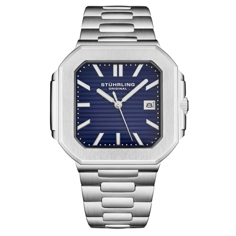 Men s Quartz Modulus 4064 Watch Brushed Steel Integrated Bracelet 43 mm Square Case