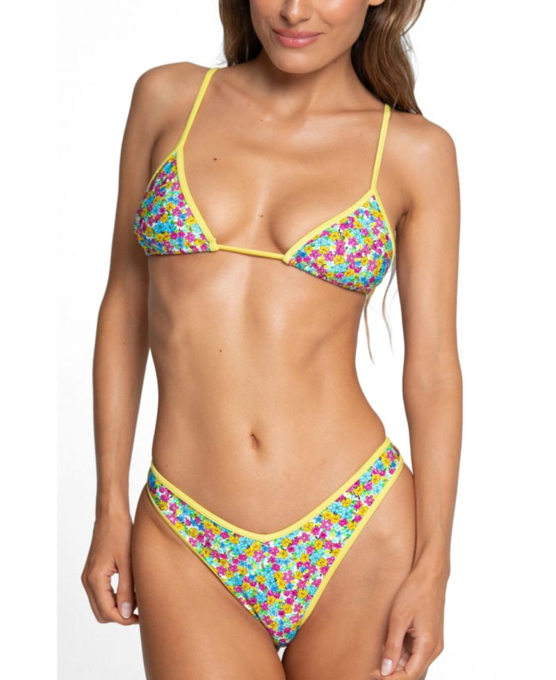 Women's Zara High-Rise Thong Floral-Print Bikini Bottom