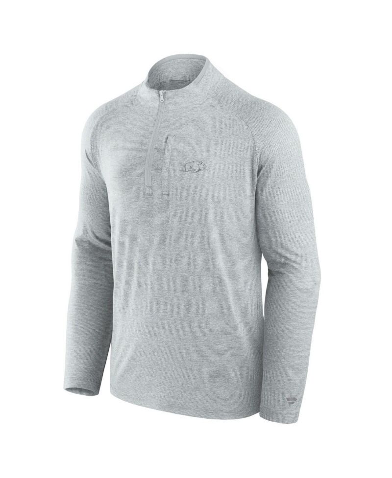 Men's Gray Arkansas Razorbacks Mock Neck Half-Zip Pullover Jacket