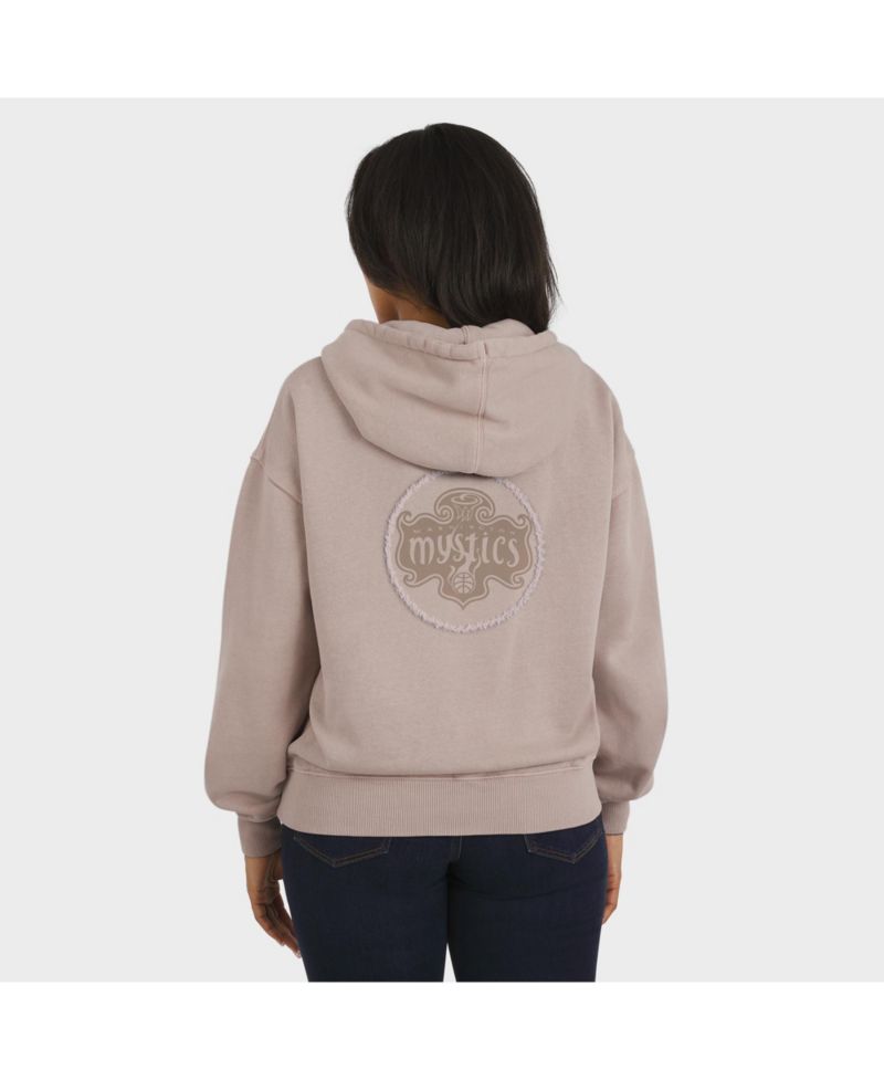Women's Tan Washington Mystics Washed Pullover Crew Neck Hoodie