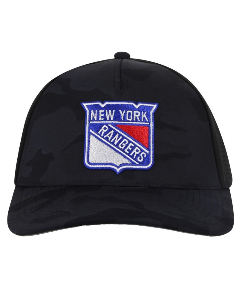 Men's Black New York Rangers Valin Camo Super Tech Vented Adjustable Hat